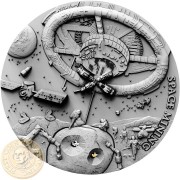 Niue Island SPACE MINING $1 Silver coin 2018 REAL CHONDRITE METEORITE NWA 869 Antique finish Ultra High Relief 1 oz